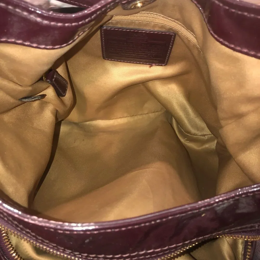 COACH Purple Patent Leather Madison Triple Section Hobo Shoulder Bag - Picture 14 of 17